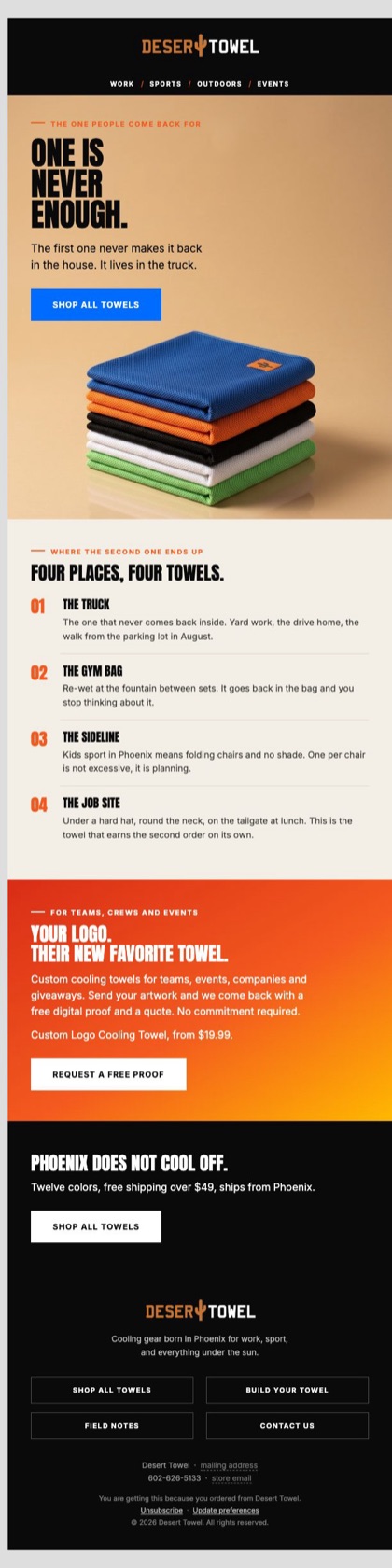 M4 · One is never enough email for Desert Towel, in full