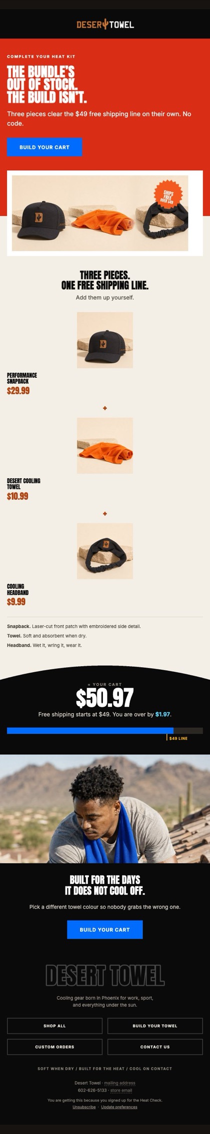 C01 · Kit of the month email for Desert Towel, in full