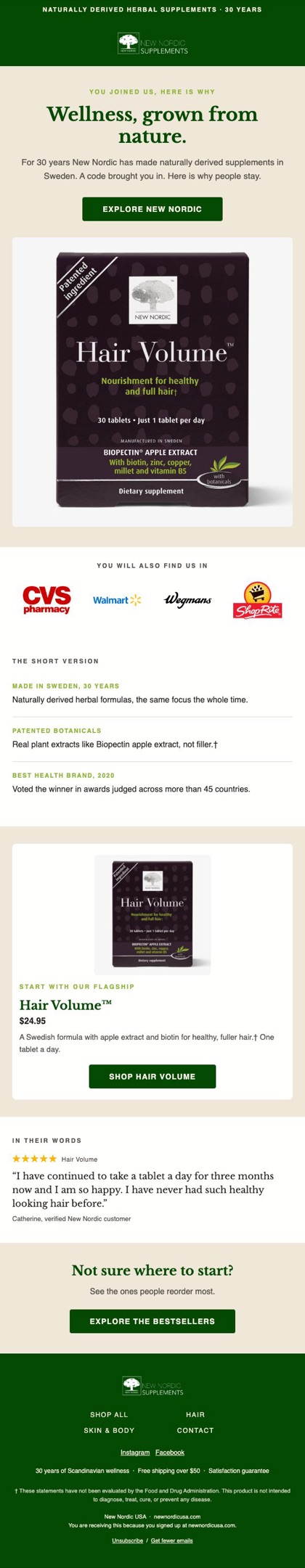 The short version email for New Nordic, in full