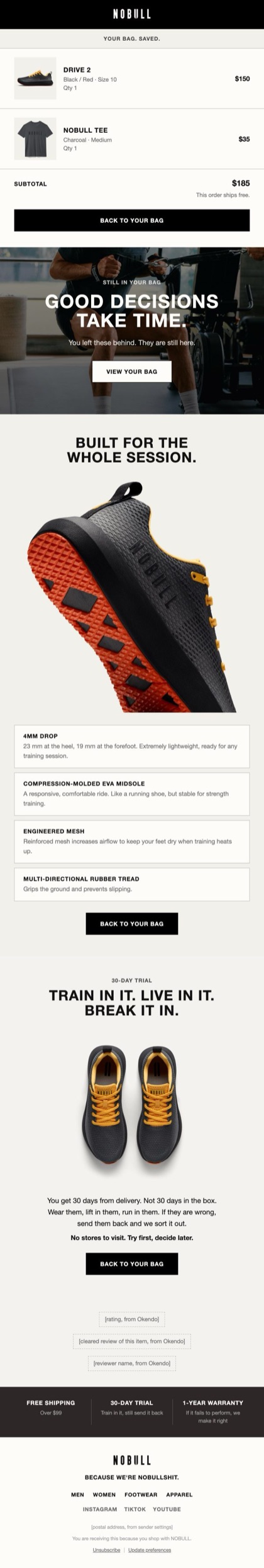 Abandoned bag email for NOBULL, in full
