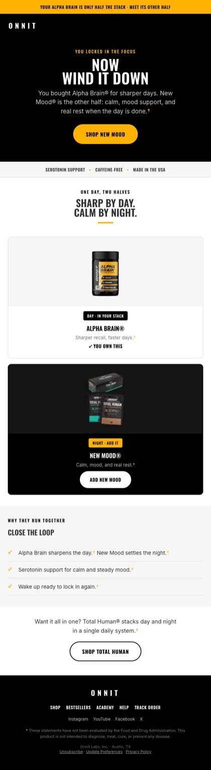 E1 · The pairing email for Onnit, in full