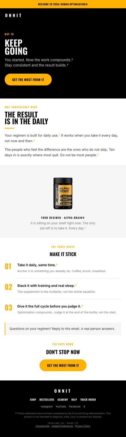 E1 · Keep going email for Onnit, in full