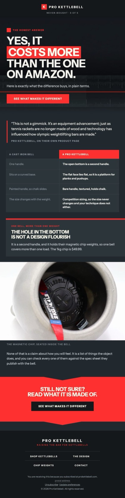 Yes it costs more email for Pro Kettlebell, in full