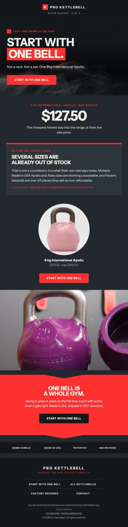 Start with one bell email for Pro Kettlebell, in full