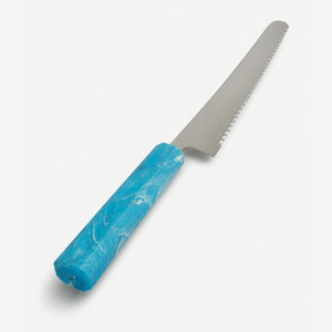 Allday Goods bread knife with a turquoise recycled-plastic handle