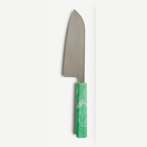 Allday Goods santoku with a green recycled-plastic handle
