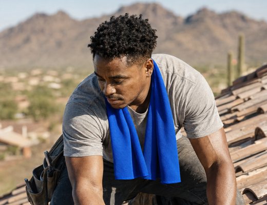 A Desert Towel on a roofing job