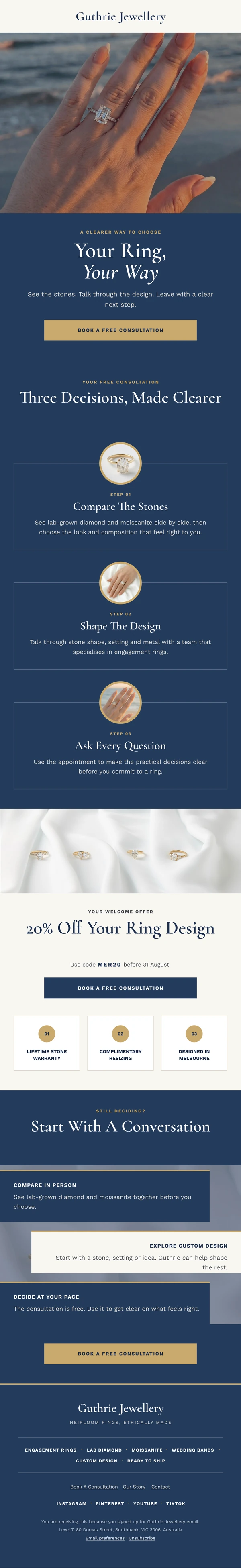 Guthrie Jewellery: Consultation Invitation email design preview