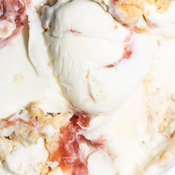 Strawberry ice cream, macro texture